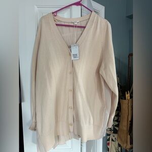 NWT- COS Women's Beige Cardigan Sweater with pleated detail